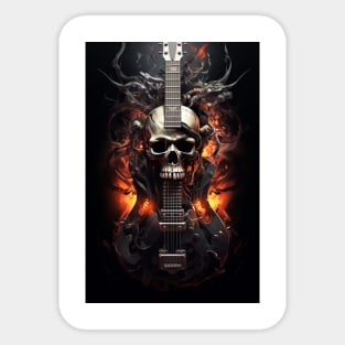 Guitar Skull on fire Sticker